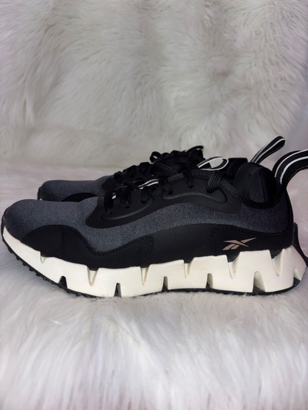 Reebok Black and Gray Zig Sole Athletic Sneakers